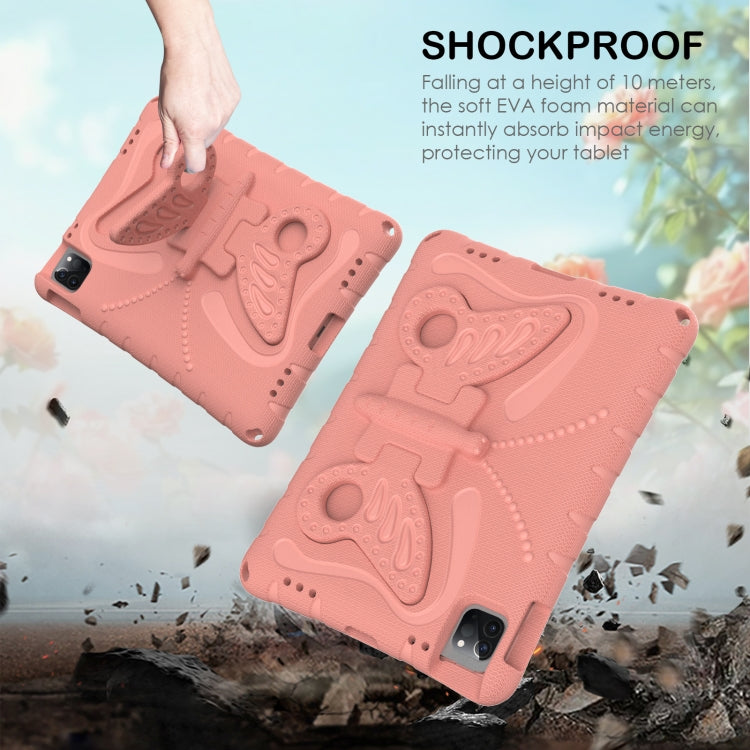 For iPad Pro 11 2024 Butterfly Bracket EVA Shockproof Tablet Case(Pink Orange)