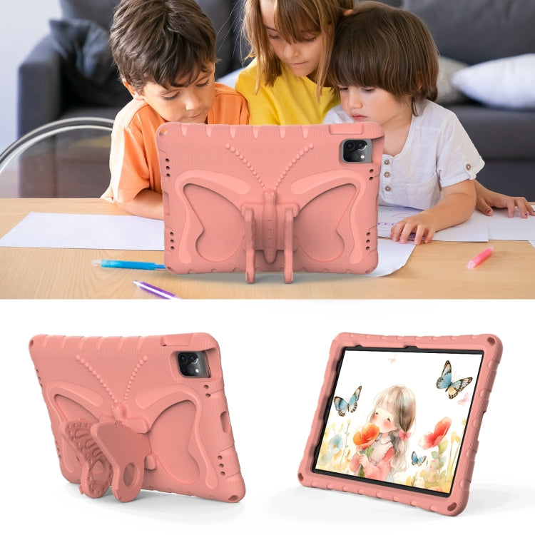For iPad Pro 11 2024 Butterfly Bracket EVA Shockproof Tablet Case(Pink Orange)
