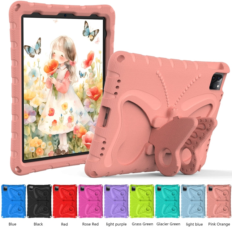 For iPad Pro 11 2024 Butterfly Bracket EVA Shockproof Tablet Case(Pink Orange)