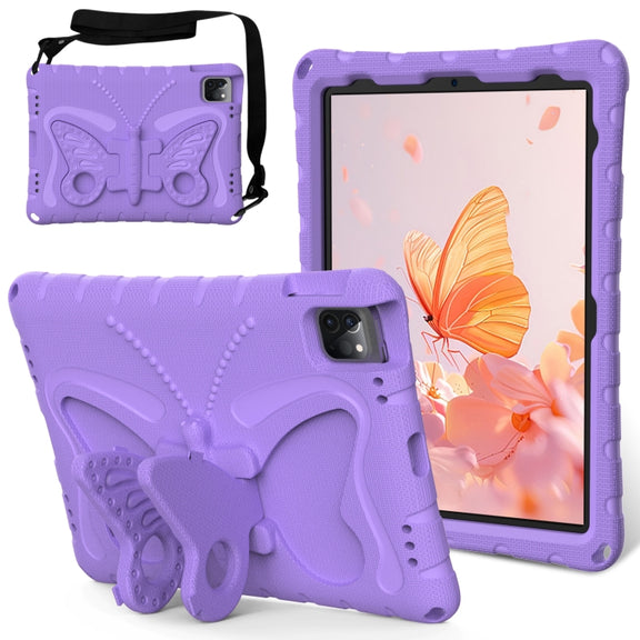 For iPad Pro 11 2024 Butterfly Bracket EVA Shockproof Tablet Case(Light Purple)