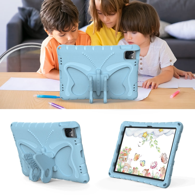 For iPad Pro 11 2024 Butterfly Bracket EVA Shockproof Tablet Case(Light Blue)
