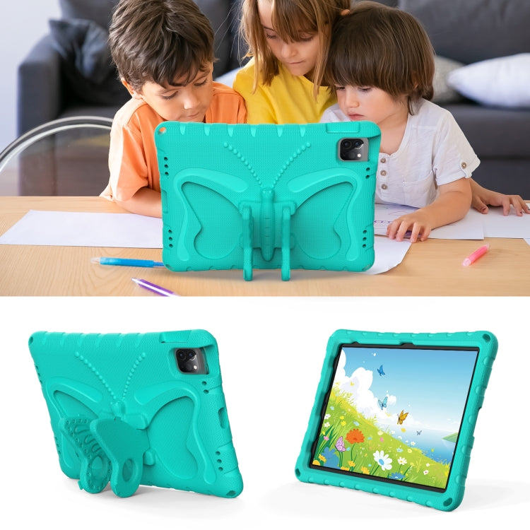 For iPad Pro 11 2024 Butterfly Bracket EVA Shockproof Tablet Case(Mint Green)