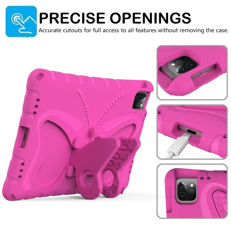 For iPad Pro 11 2024 Butterfly Bracket EVA Shockproof Tablet Case(Rose Red)