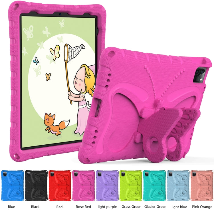 For iPad Pro 11 2024 Butterfly Bracket EVA Shockproof Tablet Case(Rose Red)