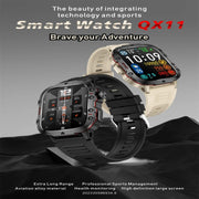 QX11 1.96 inch Color Screen Smart Watch Silicone Strap Support Bluetooth Call(Khaki)
