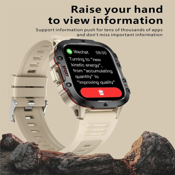 QX11 1.96 inch Color Screen Smart Watch Silicone Strap Support Bluetooth Call(Khaki)