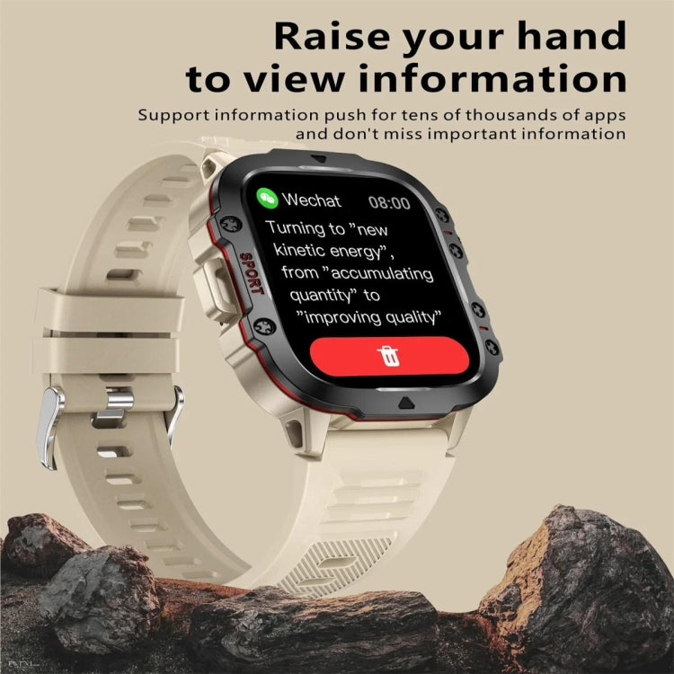 QX11 1.96 inch Color Screen Smart Watch Silicone Strap Support Bluetooth Call(Khaki)