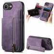 For iPhone 16e Retro Leather Zipper Wallet Back Phone Case(Purple) - iPhone 16e Cases by PMC TechLife | Online Shopping South Africa | PMC TechLife | Buy Now Pay Later Mobicred