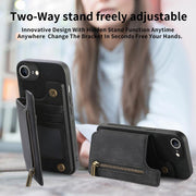 For iPhone 16e Retro Leather Zipper Wallet Back Phone Case(Black)