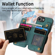 For iPhone 16e Retro Leather Zipper Wallet Back Phone Case(Green)
