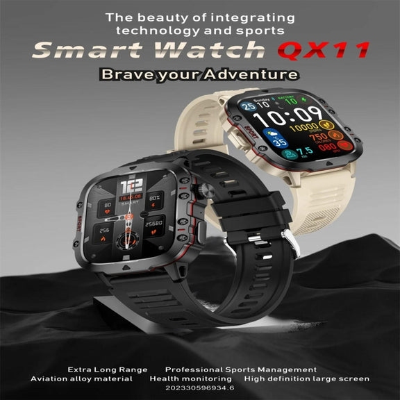 QX11 1.96 inch Color Screen Smart Watch Leather Strap Support Bluetooth Call(Brown)