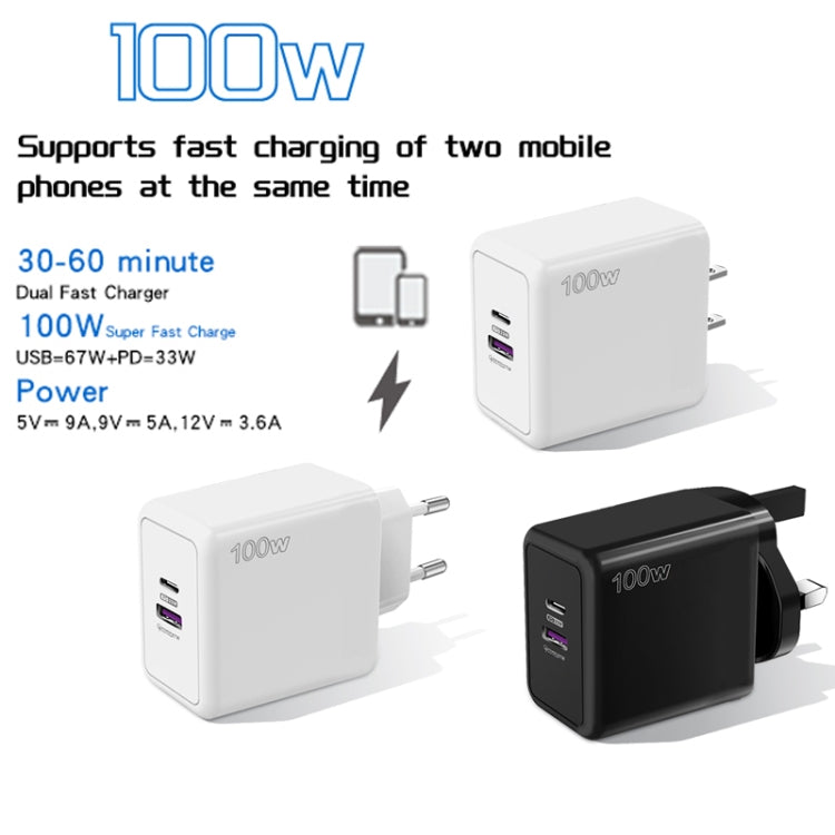 USB 67W / Type-C PD 33W Super fast Charging Full Protocol Mobile Phone Charger, EU Plug(Black)