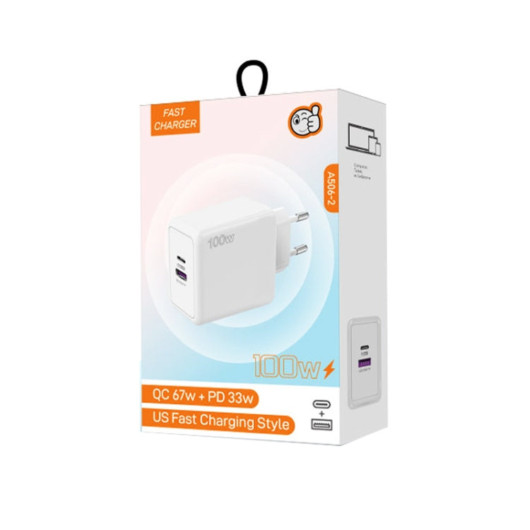 USB 67W / Type-C PD 33W Super fast Charging Full Protocol Mobile Phone Charger, EU Plug(White)