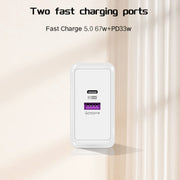 USB 67W / PD 33W Super fast Charging Full Protocol Mobile Phone Charger, UK Plug(White)