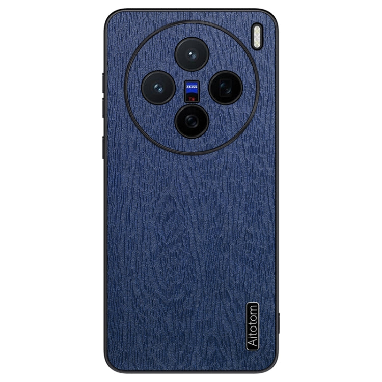 For vivo X200 Tree Bark Leather Shockproof Phone Case(Blue)