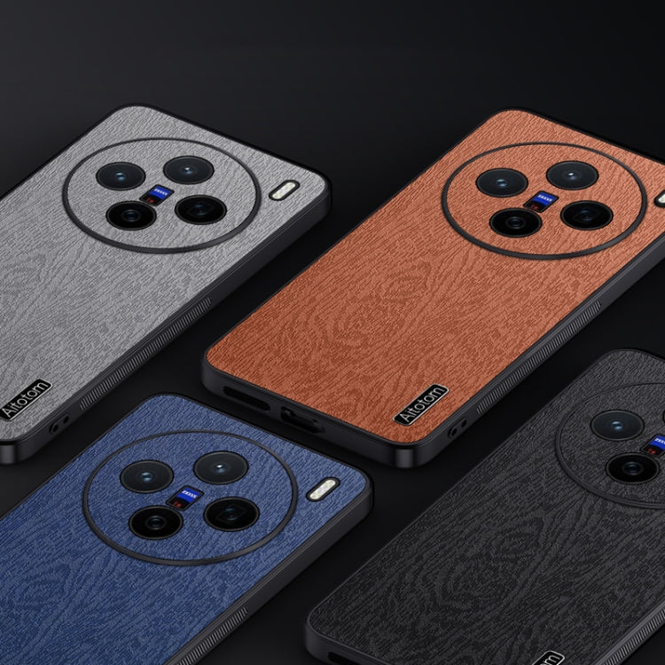 For vivo X200 Tree Bark Leather Shockproof Phone Case(Blue)