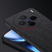 For vivo X200 Tree Bark Leather Shockproof Phone Case(Blue)
