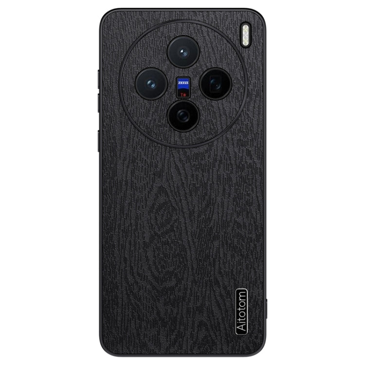 For vivo X200 Tree Bark Leather Shockproof Phone Case(Black)