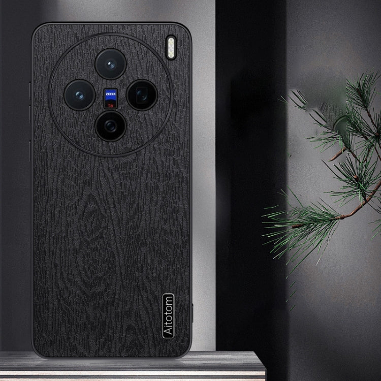 For vivo X200 Tree Bark Leather Shockproof Phone Case(Black)