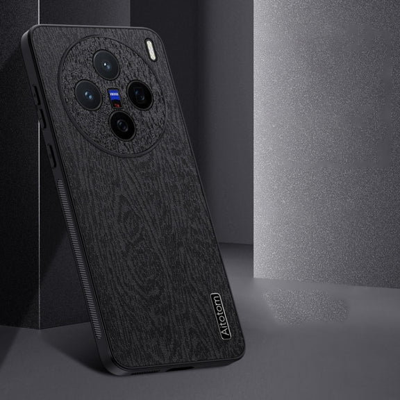For vivo X200 Tree Bark Leather Shockproof Phone Case(Black)
