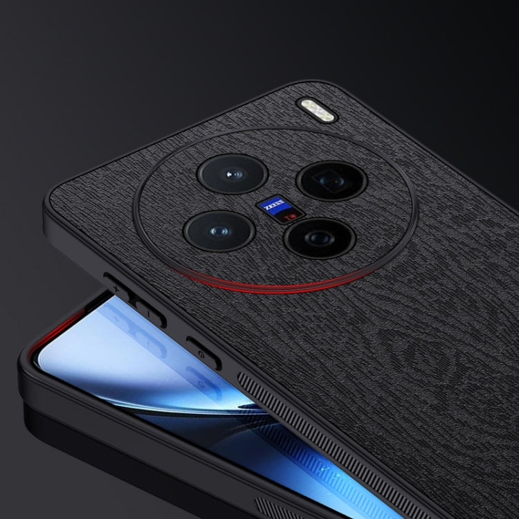 For vivo X200 Tree Bark Leather Shockproof Phone Case(Black)