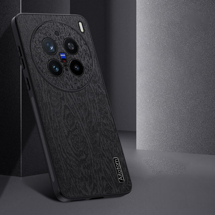 For vivo X200 Pro Tree Bark Leather Shockproof Phone Case(Blue)