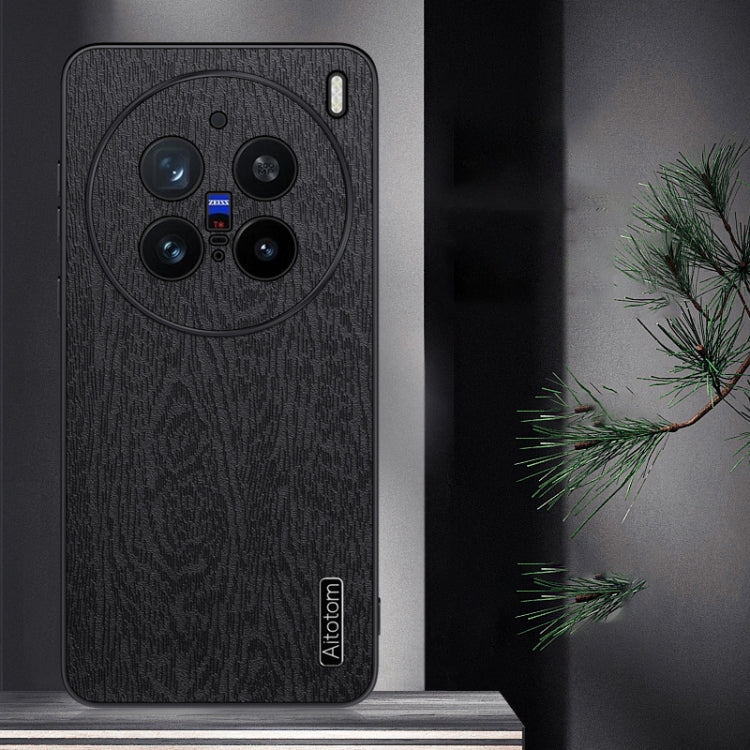For vivo X200 Pro Tree Bark Leather Shockproof Phone Case(Black)