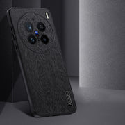 For vivo X200 Pro mini Tree Bark Leather Shockproof Phone Case(Black)