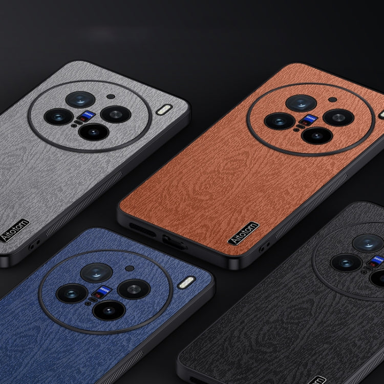 For vivo X200 Pro mini Tree Bark Leather Shockproof Phone Case(Black)