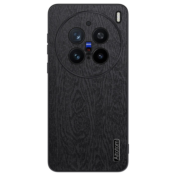For vivo X200 Pro mini Tree Bark Leather Shockproof Phone Case(Black)