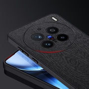 For vivo X200 Pro mini Tree Bark Leather Shockproof Phone Case(Black)