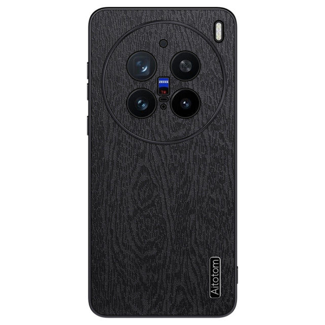 For vivo X200 Pro mini Tree Bark Leather Shockproof Phone Case(Black)