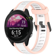 For Garmin Forerunner 255 22mm Two Color Textured Silicone Watch Band(White+Pink)