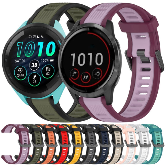 For Garmin Vivoactive 4 22mm Two Color Textured Silicone Watch Band(Red+Black)
