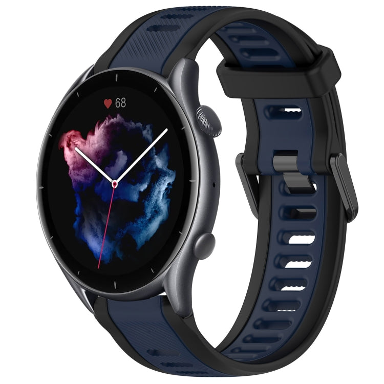 For Amazfit GTR 3 Pro 22mm Two-Color Textured Silicone Watch Band(Midnight Blue+Black)