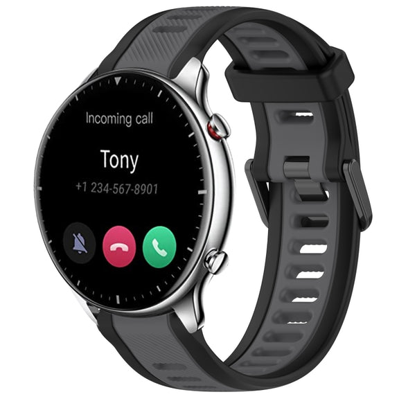 For Amazfit GTR 2 22mm Two-Color Textured Silicone Watch Band(Grey+Black)