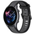For Amazfit 3 22mm Two-Color Textured Silicone Watch Band(Grey+Black) - Watch Bands by PMC TechLife | Online Shopping South Africa | PMC TechLife