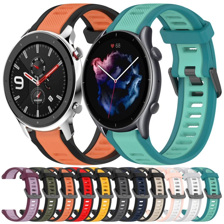 For Amazfit GTR 3 Pro 22mm Two-Color Textured Silicone Watch Band(Orange+Black)