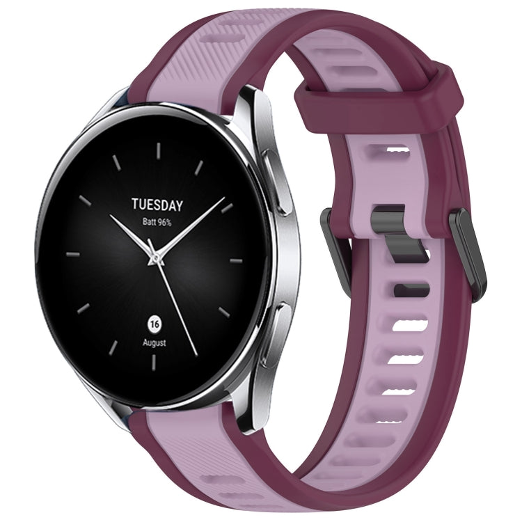 For Xiaomi Watch S2 22mm Two Color Textured Silicone Watch Band(Purple)