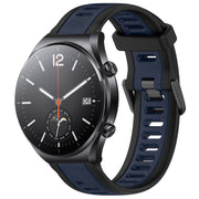 For Xiaomi MI Watch S1 22mm Two Color Textured Silicone Watch Band(Midnight Blue+Black)