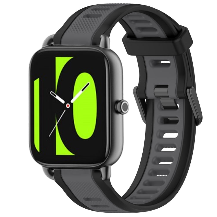 For Xiaomi Haylou RS4 LS12 22mm Two Color Textured Silicone Watch Band(Grey+Black)
