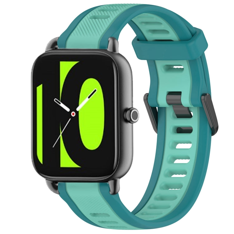 For Xiaomi Haylou RS4 LS12 22mm Two Color Textured Silicone Watch Band(Teal)
