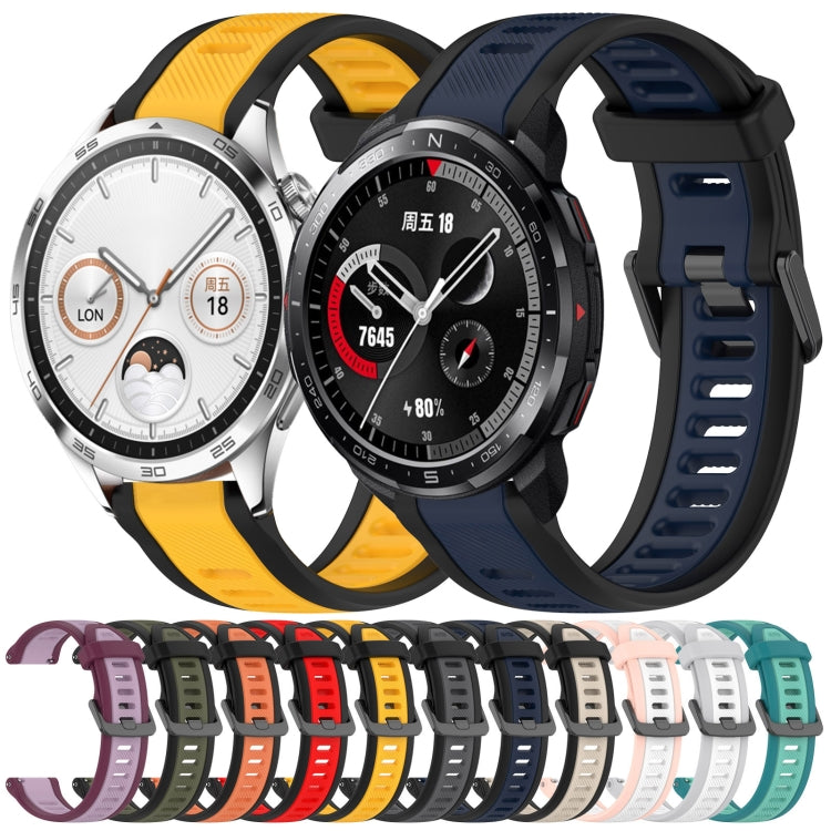 For Huawei Watch 4 22mm Two Color Textured Silicone Watch Band(Red+Black)