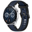For Huawei Watch GT3 42mm 20mm Two Color Textured Silicone Watch Band(Midnight Blue+Black) - Watch Bands by PMC TechLife | Online Shopping South Africa | PMC TechLife