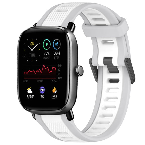 For Amazfit GTS 2 Mini 20mm Two-Color Textured Silicone Watch Band(White+Grey)
