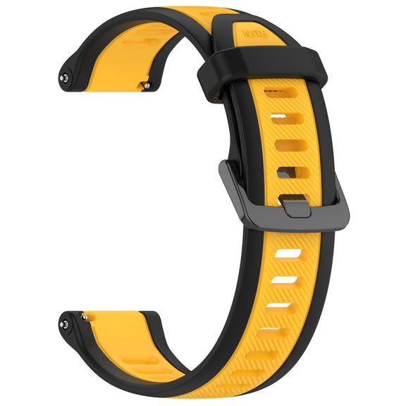 For Amazfit Pop 20mm Two-Color Textured Silicone Watch Band(Yellow+Black)