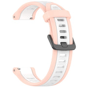For Garmin Active 5 20mm Two Color Textured Silicone Watch Band(White+Pink)