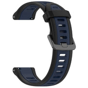 For Garmin Forerunner 158 20mm Two Color Textured Silicone Watch Band(Midnight Blue+Black)