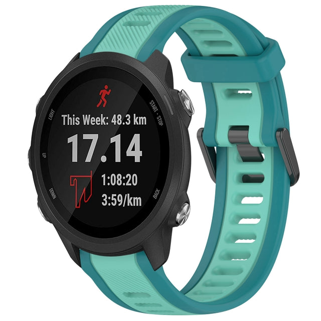 For Garmin Forerunner 245 / 245 Music 20mm Two Color Textured Silicone Watch Band(Teal)