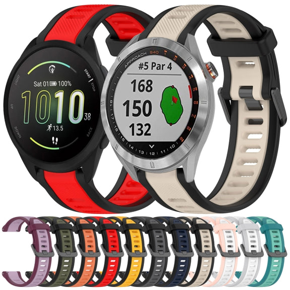 For Garmin Vivoactive 3 20mm Two Color Textured Silicone Watch Band(Purple)